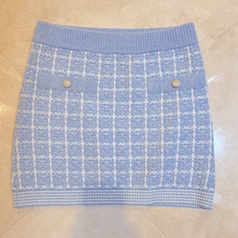 Loveshackfancy skirt, knit, baby blue